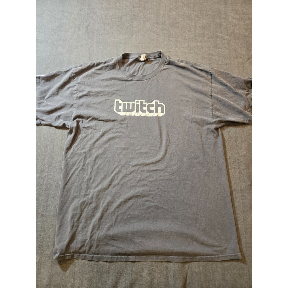 Vtg Twitch T-Shirt Men's XL Gray JERZEES Logo Graphic Gamer Streaming